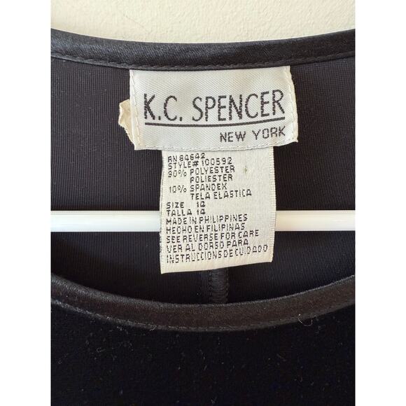 Vintage K.C. Spenser Black Velvet Dress Size 14 whimsigoth classic Y2K - Picture 4 of 8